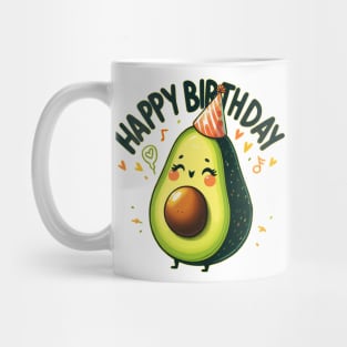 Cute Kawaii Avocado Fruit Happy Birthday Party Mug